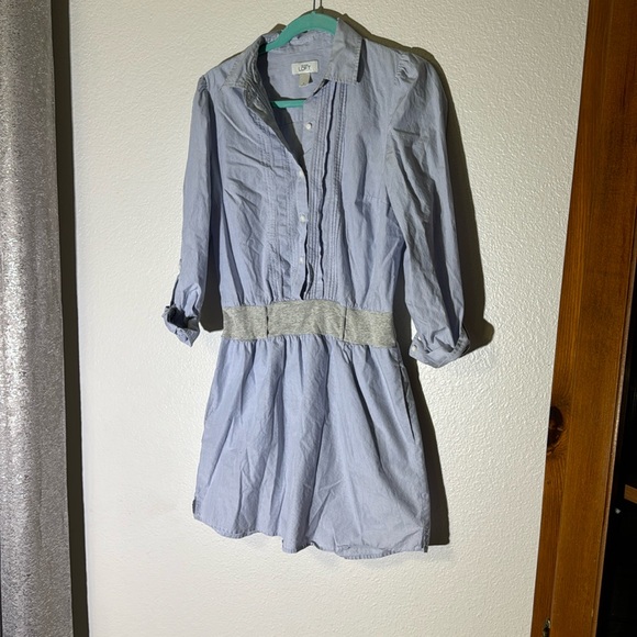 Women’s Small Loft light blue striped dress - Picture 1 of 7